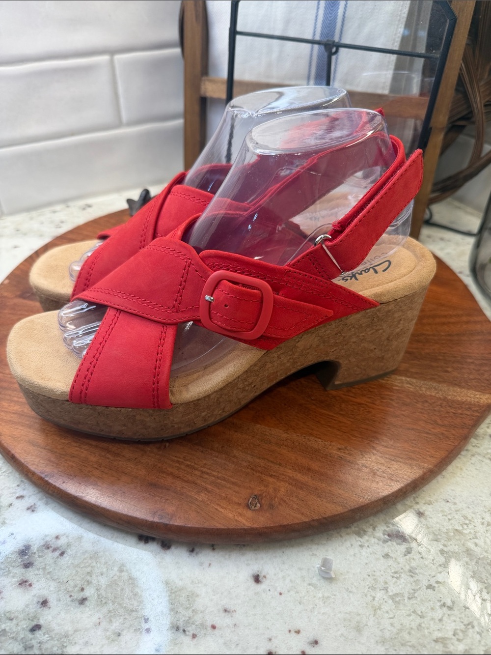 Clarks Collection Women's Leather Wedges Nerisa Pace Red - Picture 4 of 8